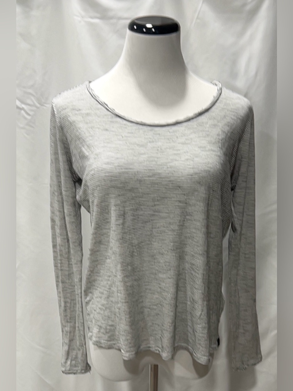 Scotch & Soda Maison Scotch Striped Raw Edge Scoop Neck Long Sleeve Tee Size 1